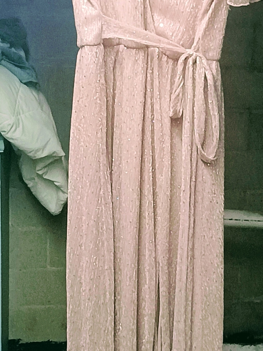 Light Pink Sequin Wrap Maxi Dress